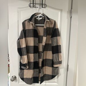 Steve Madden Black and Tan Plaid Utility Jacket